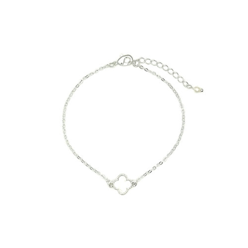 Bracelet Silver White Simple Clover Bracelet