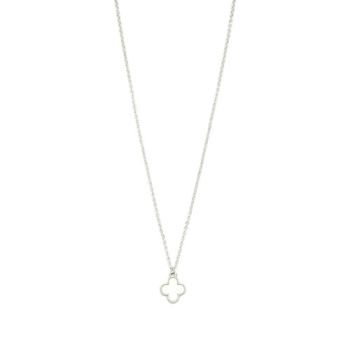 Necklace Silver White Simple Clover Pendant Necklace