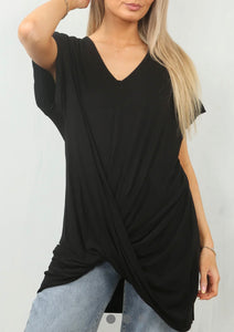 Black Oversized Twist Top