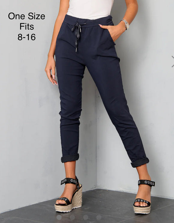 Navy Magic Plain Trousers