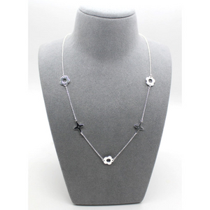 Necklace Silver Chain With Flowers And Stars Short Necklace