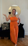 Orange Tulip Leg Bandeau Jumpsuit