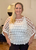 Cream DIAMOND SHAPED CROCHET COTTON TOP