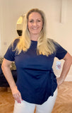 Navy ROUND NECK FRONT TIE TOP