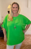 Apple Green NECKLACE BATWING SHORT SLEEVE TOP