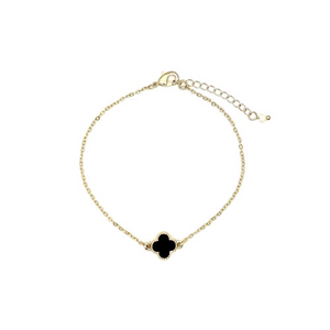 Bracelet Gold Black Simple Clover Bracelet