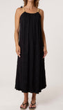 Black Crinkle Maxi Dress with Strap Detail