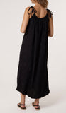 Black Crinkle Maxi Dress with Strap Detail