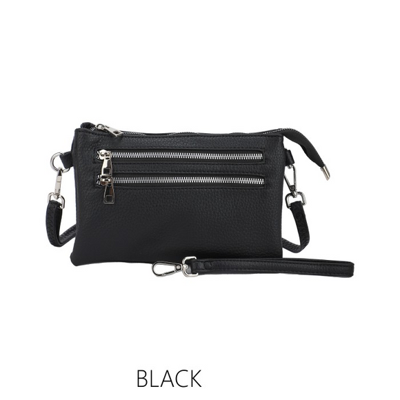 Bag Black PU Multi Pockets Crossbody