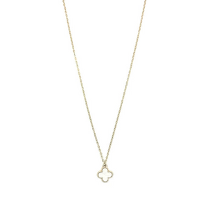 Necklace Simple Clover Gold White Pendant