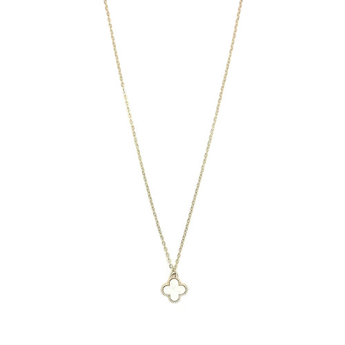 Necklace Simple Clover Gold White Pendant