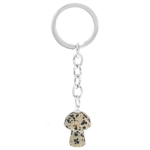 Gem Stone Mushroom Keyring Dalmatian Jasper