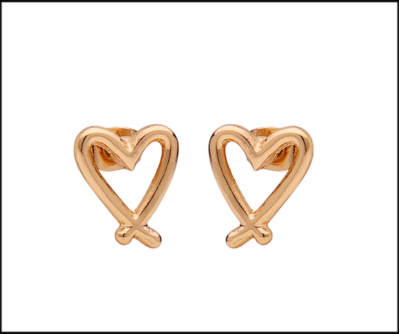 Earring Gold Heart Studs