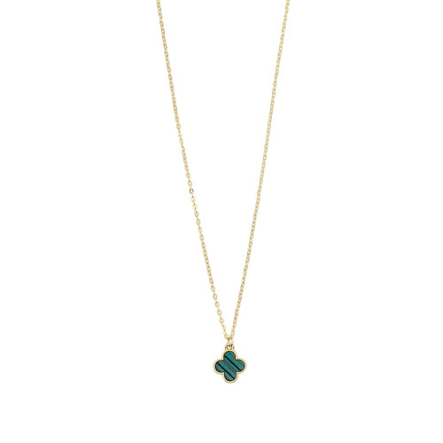 Necklace Simple Clover Pendant Gold Green