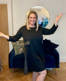 Black Sequin Insert Jersey Dress/Tunic