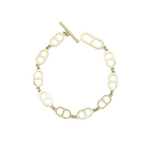 Bracelet Gold Oval Shape Links Chain T Bar