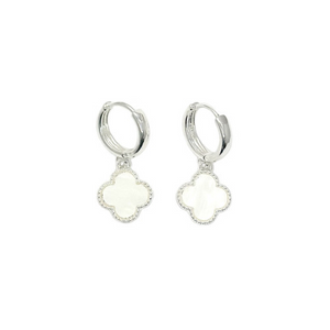 Earring Silver Both Sided Clover Drop