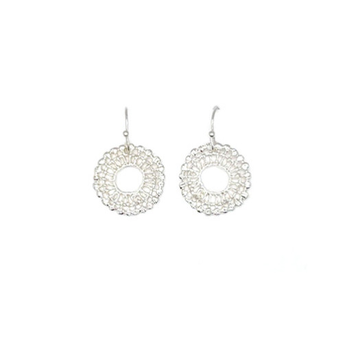 Earring Silver Single Round Filligree
