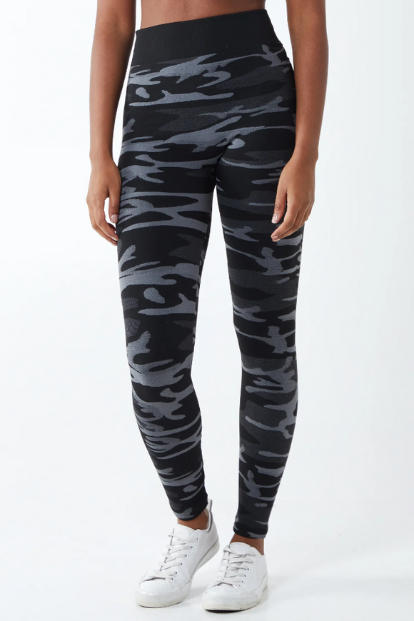 CAMOUFLAGE FLEECE LINED LEGGINGS