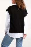 Black SOFT TOUCH SIDE SPLIT KNIT VEST