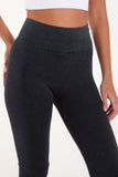 Black ACID WASHED RIBBED LEGGING