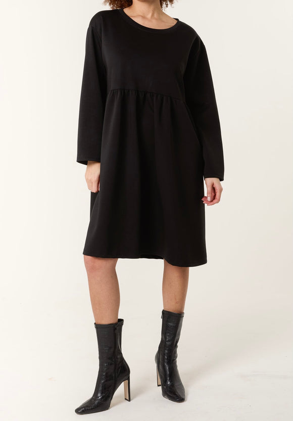 Black Long Sleeve Smock Dress