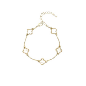 Bracelet Gold White Five Clover