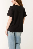 Black MULTICOLOUR DIAMANTE SHORT SLEEVE TOP