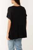 Black CROCHET SHOULDER T-SHIRT