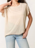 Stone SHELL TRIM SLEEVE T-SHIRT