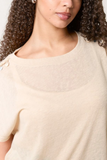 Stone SHELL TRIM SLEEVE T-SHIRT