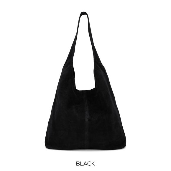 Bag Black Suede Leather Slouchy Hobo