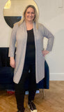 Grey LONGLINE FINE KNIT CARDIGAN
