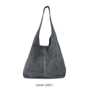 Bag Grey Suede Leather Slouchy Hobo