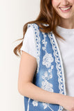 FLORAL EMBROIDERED DENIM VEST
