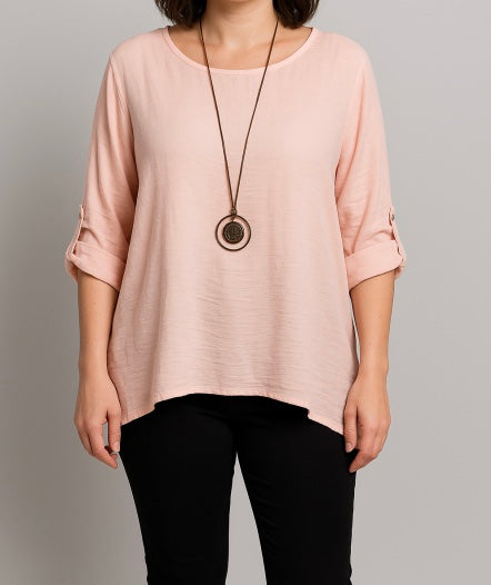 Baby Pink Sheen Viscose Oversize Tunic