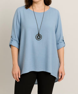 Denim Blue Sheen Viscose Oversize Tunic