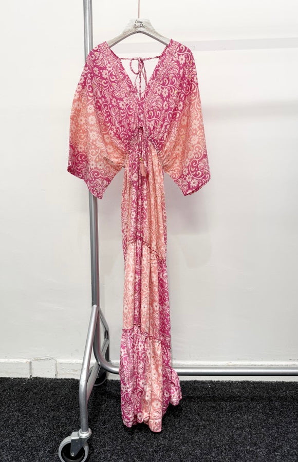 Pink Silky Maxi Dress