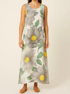 Grey Floral Print Dress