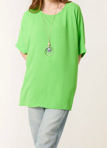 Apple Green NECKLACE BATWING SHORT SLEEVE TOP