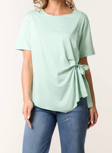 Mint ROUND NECK FRONT TIE TOP