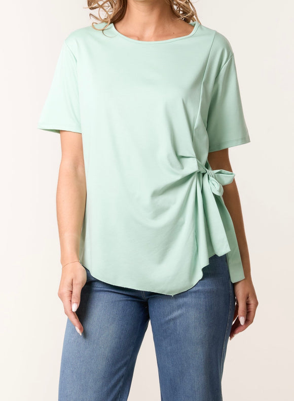 Mint ROUND NECK FRONT TIE TOP
