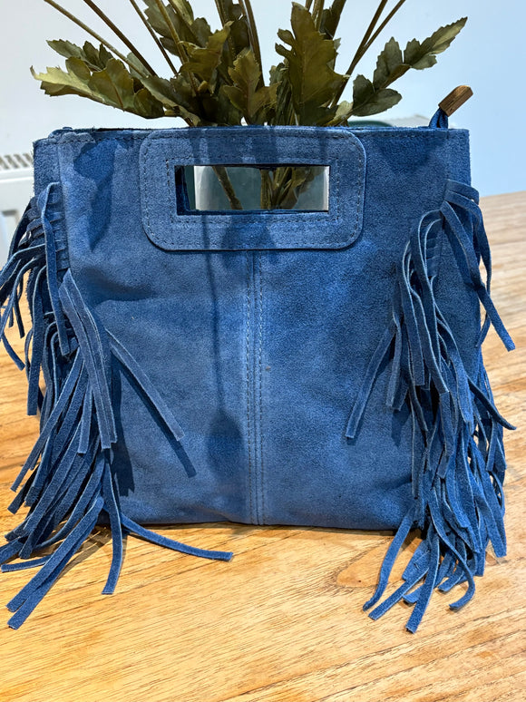 Bag Denim Blue Suede Tassle Handbag