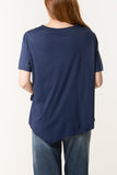 Navy ROUND NECK FRONT TIE TOP