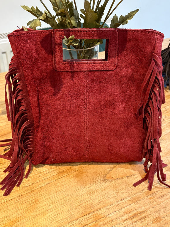 Bag Oxblood Suede Tassle Handbag