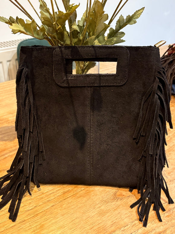 Bag Black Suede Tassle Handbag