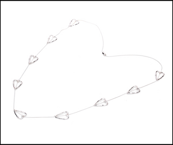 Necklace Adjustable Hearts Necklace Silver