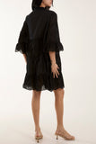 Black BRODERIE ANGLAISE SMOCK SHIRT DRESS