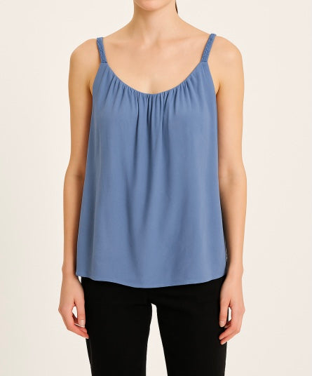 Denim Blue Double Layer Braided Vest