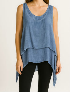 Denim Blue Cold Washed 2 Piece Top